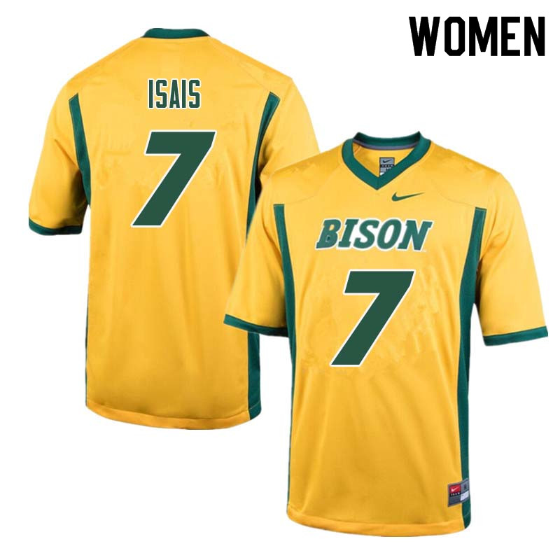 Women #7 Peter Isais North Dakota State Bison College Football Jerseys Sale-Yellow